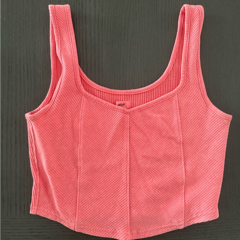 Aerie Pink Corset Fitted Crop Tank Top